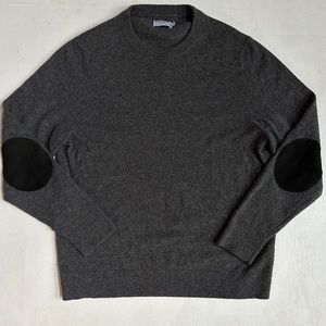 FRAME Charcoal 100% Cashmere Leather Elbow Patches Sweater